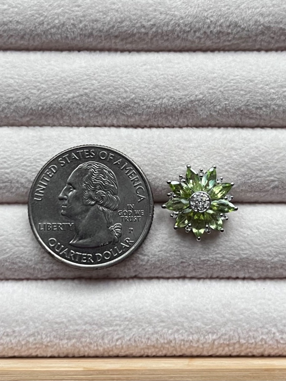 E094 | Peridot & White Topaz Floral Studs - Picture 4 of 6